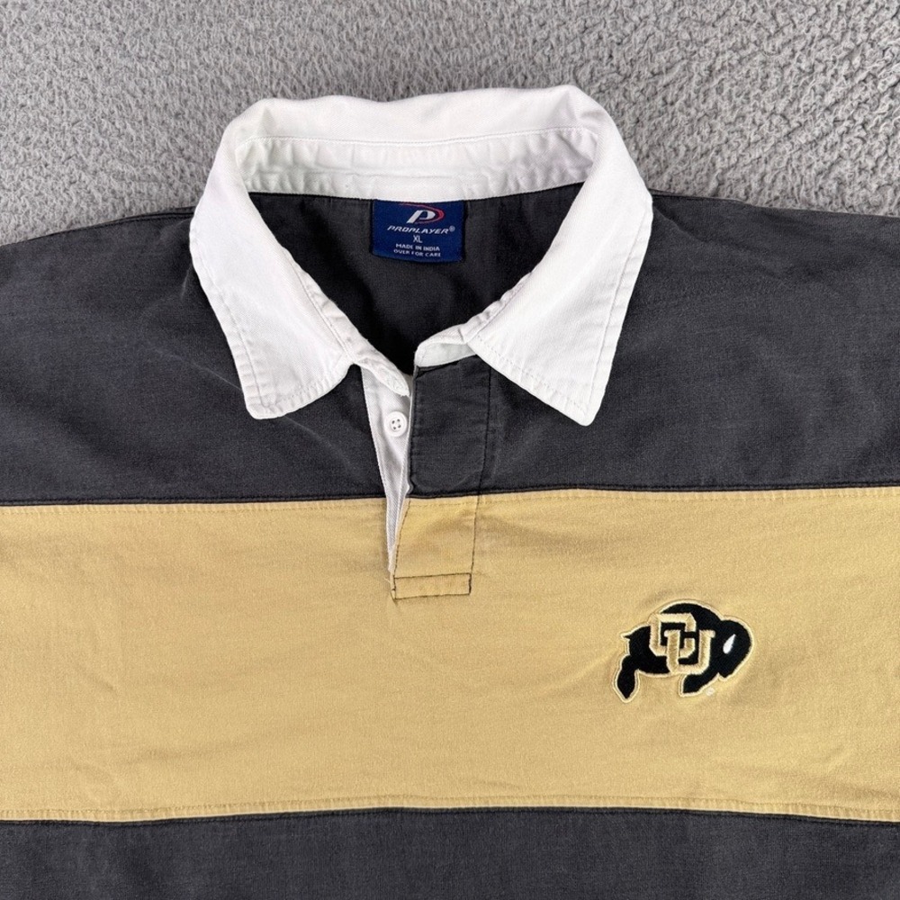 Colorado University Buffs Rugby Shirt Men XL Black Gold  Striped Long ProPlayer